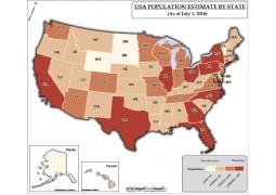 USA Population Estimate By State Map 2016 - Digital File