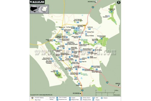 Vallejo City Map, California