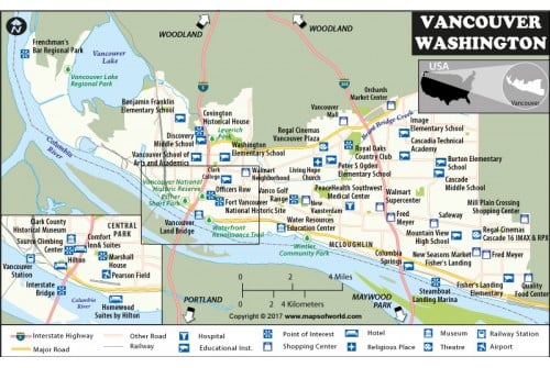 Vancouver City Map, Washington