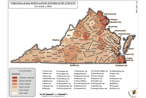 Virginia Population Estimate By County 2016 Map