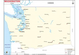 Washington State Map with Cities - Digital File