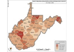 West Virginia Population Estimate By County 2016 Map - Digital File