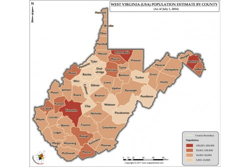 West Virginia Population Estimate By County 2016 Map