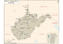 West Virginia State Map - Digital File