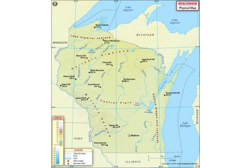 Physical Map of Wisconsin