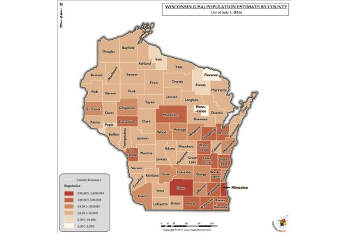 Wisconsin Population Estimate By County 2016 Map