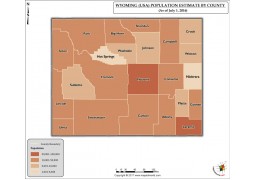 Wyoming Population Estimate By County 2016 Map - Digital File