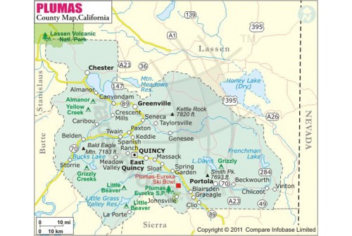 Plumas County Map, California