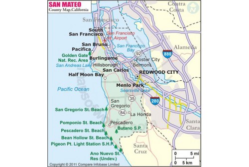 San Mateo County Map, California