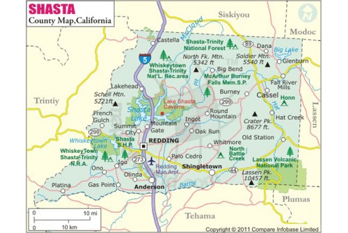 Shasta County Map, California