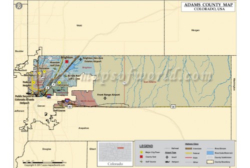 Adams County Map, Colorado