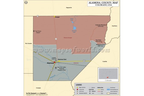 Alamosa County Map, Colorado
