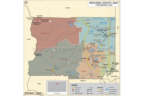 Boulder County Map, Colorado