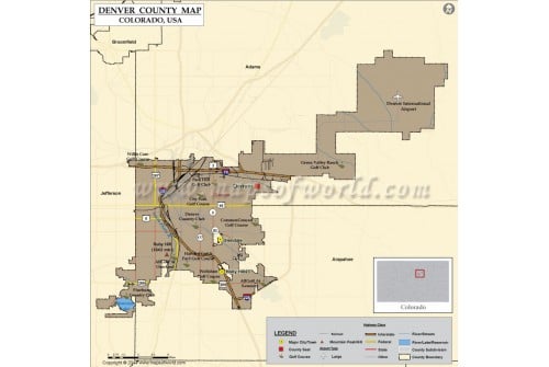 Denver County Map, Colorado