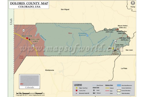 Dolores County Map, Colorado
