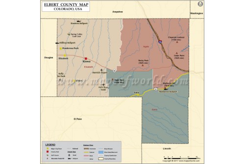 Elbert County Map, Colorado