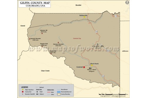Gilpin County Map, Colorado