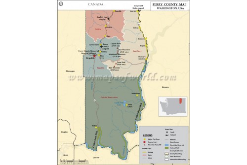 Ferry County Map, Washington