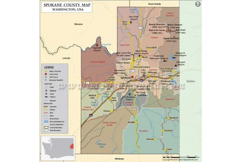 Spokane County Map, Washington