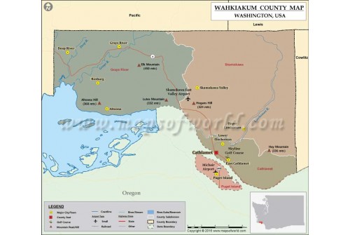Wahkiakum County Map, Washington