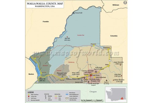 Walla Walla County Map, Washington