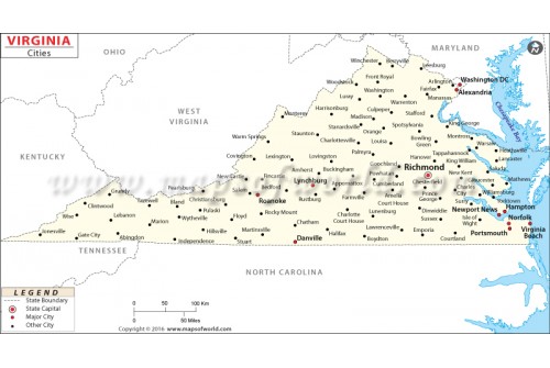 Map of Virginia Cities