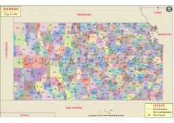 Kansas Zip Code Map - Digital File