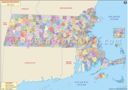 Massachusetts Zip Code Map - Digital File
