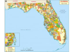 Florida Zip Codes Map - Digital File