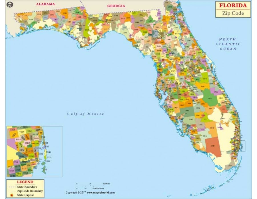 Buy Florida Zip Codes Map, Digital and Printed FL Zip Codes Map