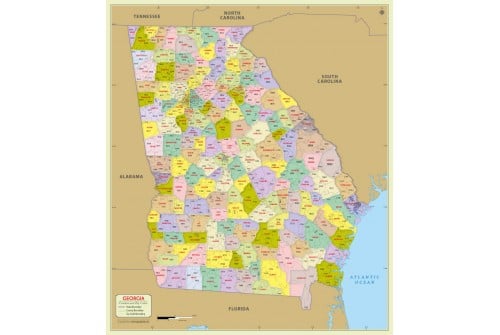 Georgia Zip Code Map With Counties