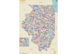 Illinois Zip Code Map - Digital File