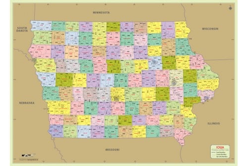 Iowa Zip Code Map With Counties