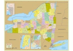 New York Zip Code Map With Counties - Digital File