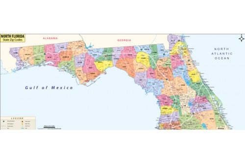 Buy North Florida Zip Code Map