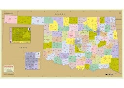Oklahoma Zip Code Map With Counties - Digital File