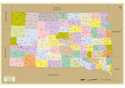 South Dakota Zip Code Map With Counties - Digital File