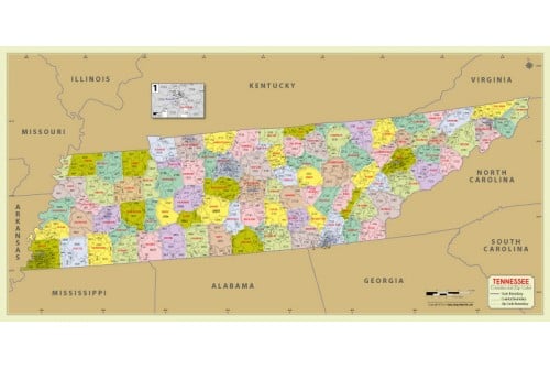 Tennessee Zip Code Map With Counties