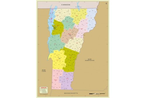 Vermont Zip Code Map With Counties