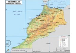 Morocco Latitude and Longitude Map - Digital File