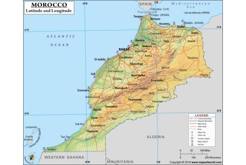 Morocco Latitude and Longitude Map