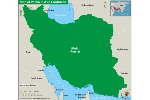 Map of Persia in Asia Continent
