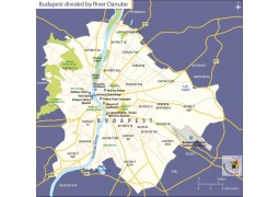 Map of Budapest City Divided by River Danube - Digital File