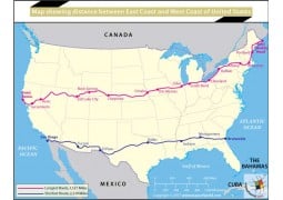 Map Showing Distance Between East Coast And West Coast of United States