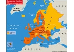 Europe Map Showing EU Member Countries - Digital File