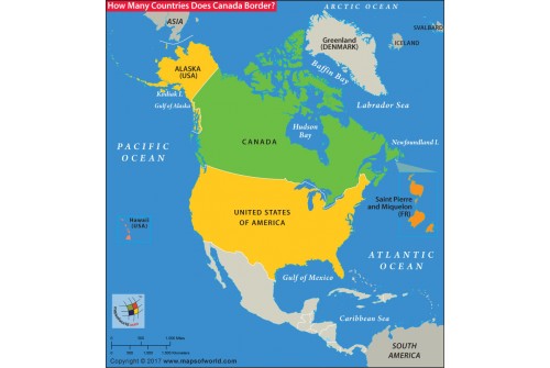 How Many Countries Does Canada Border Map