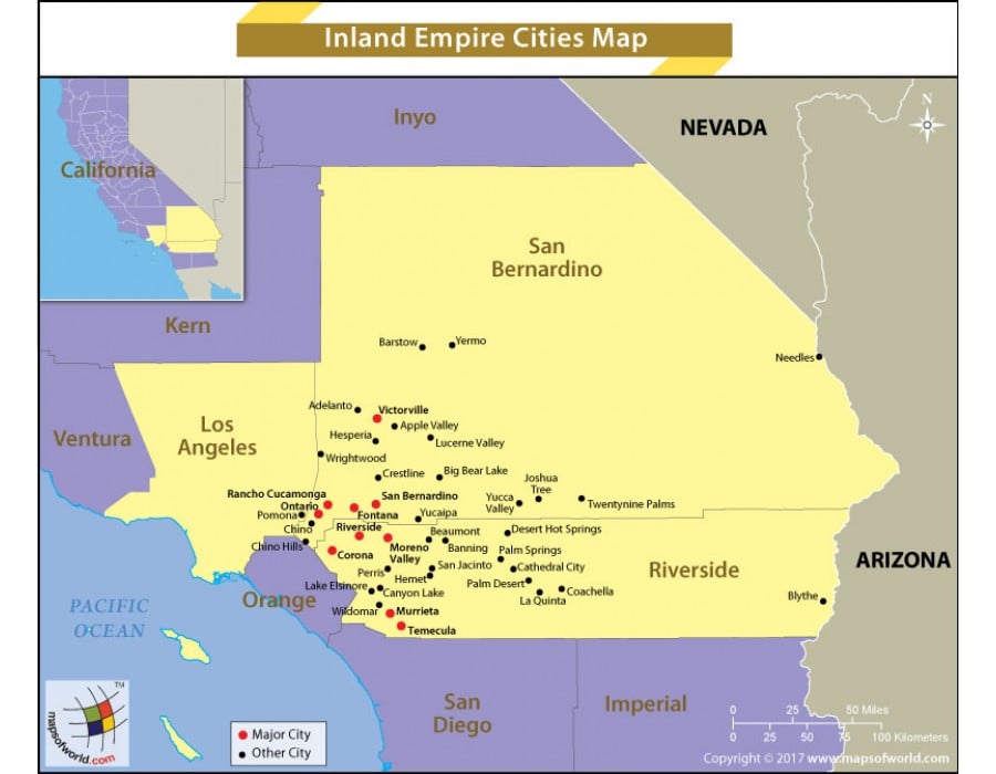 Buy Inland Empire Cities Map