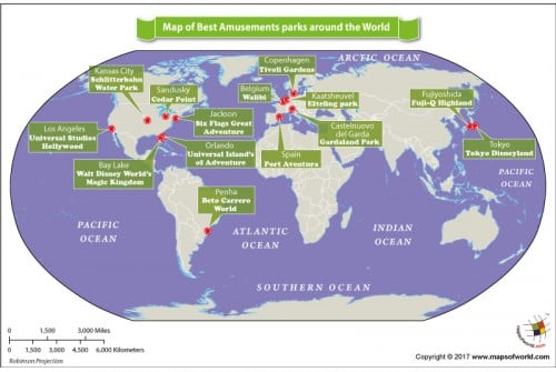 Map of Best Amusements Parks Around The World