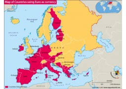 Map of Countries Using Euro As Currency - Digital File