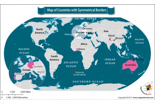 Map of Countries With Symmetrical Borders